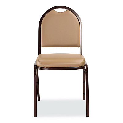 NPS 9200 Series Premium Upholstered Stack Chair, Vinyl, Supports 500 lb, 19" Seat Ht, French Beige Seat/Back, Mocha Base, 2/Pack (9201M2)