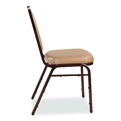 NPS 9200 Series Premium Upholstered Stack Chair, Vinyl, Supports 500 lb, 19" Seat Ht, French Beige Seat/Back, Mocha Base, 2/Pack (9201M2)