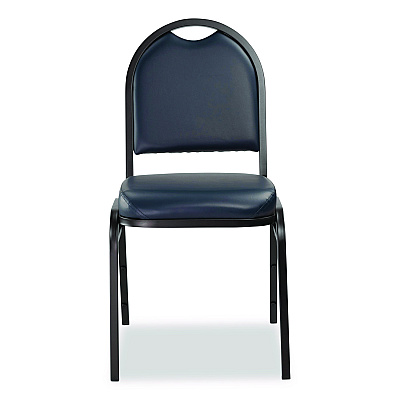NPS 9200 Series Premium Upholstered Stack Chair, Vinyl, Supports 500 lb, 19" Seat Ht, Midnight Blue Seat/Back, Black Base,2/Pack (9204BT2)