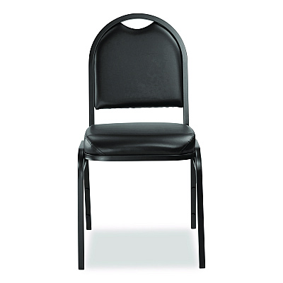 NPS 9200 Series Premium Upholstered Stack Chair, Vinyl, Supports Up to 500 lb, 19" Seat Height, Black Seat/Back, Black Base, 2/PK (9210BT2)