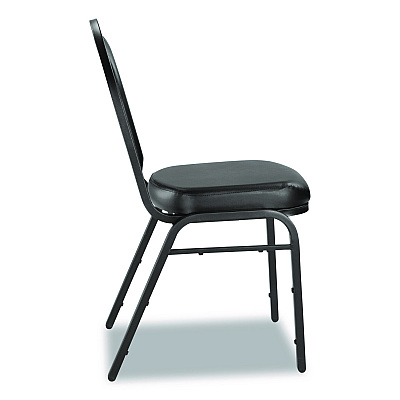 NPS 9200 Series Premium Upholstered Stack Chair, Vinyl, Supports Up to 500 lb, 19" Seat Height, Black Seat/Back, Black Base, 2/PK (9210BT2)