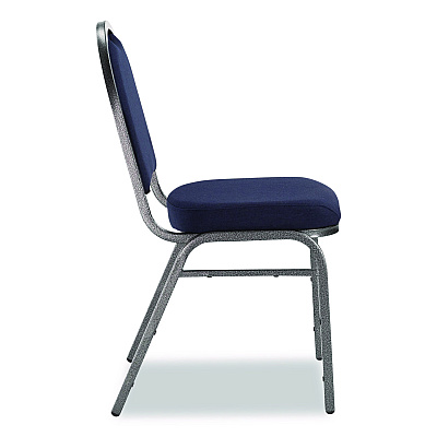 NPS 9200 Series Premium Upholstered Stack Chair, Fabric, Supports 500 lb, 19" Seat Ht, Midnight Blue Seat/Back, Silver Base, 2/PK (9254SV2)