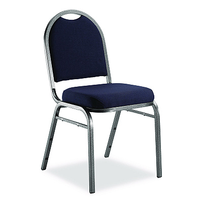 NPS 9200 Series Premium Upholstered Stack Chair, Fabric, Supports 500 lb, 19" Seat Ht, Midnight Blue Seat/Back, Silver Base, 2/PK (9254SV2)