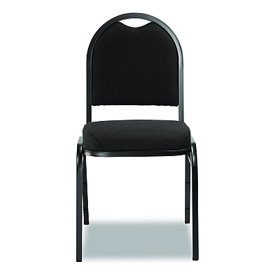 NPS 9200 Series Premium Upholstered Stack Chair, Fabric, Supports 500 lb,19" Seat Height, Ebony Black Seat/Back, Black Base, 2/PK (9260BT2)
