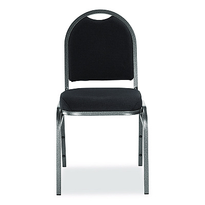 NPS 9200 Series Premium Upholstered Stack Chair, Fabric, Supports 500 lb, 19" Seat Ht, Ebony Black Seat/Back, Silver Base, 2/PK (9260SV2)