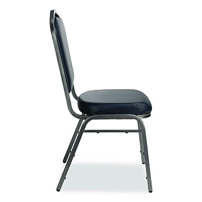 NPS 9300 Series Deluxe Upholstered Stack Chair, Vinyl, Supports 500 lb, 19" Seat Ht, Midnight Blue Seat/Back, Silver Base, 2/Pack (9304SV2)