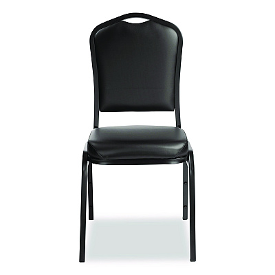 NPS 9300 Series Deluxe Upholstered Stack Chair, Vinyl, Supports Up to 500 lb, 19" Seat Height, Black Seat/Back/Base, 2/Pack (9310BT2)