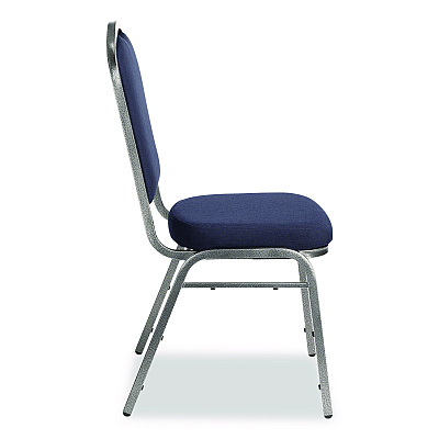 NPS 9300 Series Deluxe Upholstered Stack Chair, Fabric, Supports 500 lb, 19" Seat Ht, Midnight Blue Seat/Back, Silver Base, 2/PK (9354SV2)
