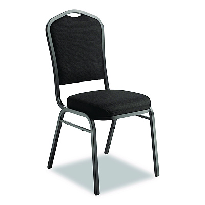 NPS 9300 Series Deluxe Upholstered Stack Chair, Fabric, Supports 500 lb, 19" Seat Height, Ebony Black Seat/Back, Black Base, 2/PK (9360BT2)