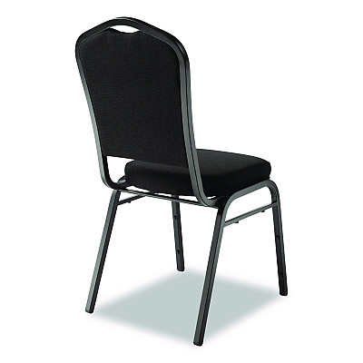 NPS 9300 Series Deluxe Upholstered Stack Chair, Fabric, Supports 500 lb, 19" Seat Height, Ebony Black Seat/Back, Black Base, 2/PK (9360BT2)