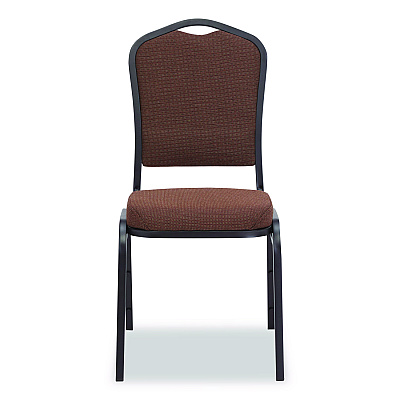 NPS 9300 Series Deluxe Upholstered Stack Chair, Fabric, Supports 500 lb, 19" Seat Height, Chocolatier Seat/Back, Black Base, 2/PK (9361BT2)