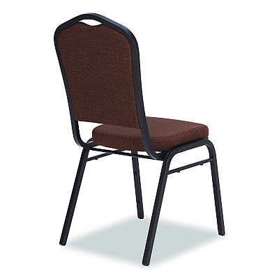 NPS 9300 Series Deluxe Upholstered Stack Chair, Fabric, Supports 500 lb, 19" Seat Height, Chocolatier Seat/Back, Black Base, 2/PK (9361BT2)