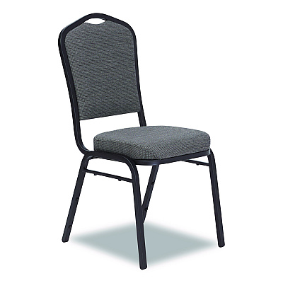 NPS 9300 Series Deluxe Upholstered Stack Chair, Fabric, Supports 500 lb,19" Seat Ht, Nat Graystone Seat/Back, Black Base, 2/PK (9362BT2)