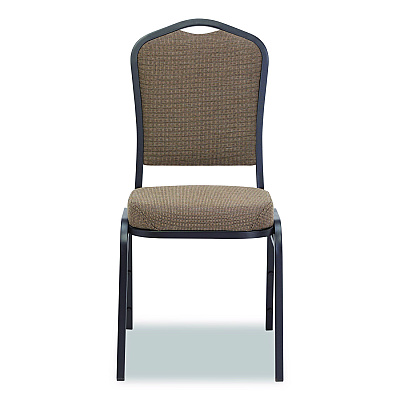 NPS 9300 Series Deluxe Upholstered Stack Chair, Fabric, Supports 500 lb, 19" Seat Ht, Natural Taupe Seat/Back, Black Base, 2/Pack (9378BT2)