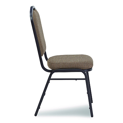 NPS 9300 Series Deluxe Upholstered Stack Chair, Fabric, Supports 500 lb, 19" Seat Ht, Natural Taupe Seat/Back, Black Base, 2/Pack (9378BT2)