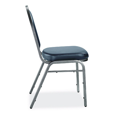 NPS 9200 Series Premium Upholstered Stack Chair, Vinyl, Supports 500 lb, 19" Seat Ht, Midnight Blue Seat/Back, Silver Base, 2/PK (9204SV2)
