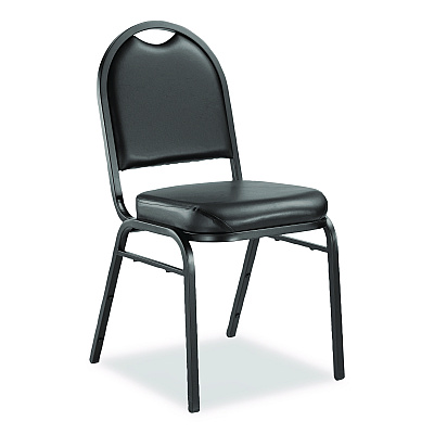 NPS 9200 Series Premium Upholstered Stack Chair, Vinyl, Supports Up to 500 lb, 19" Seat Height, Black Seat/Back, Black Base, 2/PK (9210BT2)