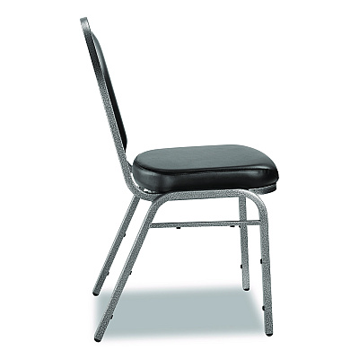 NPS 9200 Series Premium Upholstered Stack Chair, Vinyl, Supports Up to 500 lb,19" Seat Height, Black Seat/Back, Silver Base, 2/PK (9210SV2)