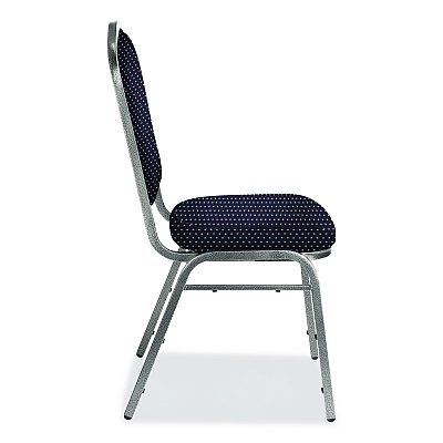 NPS 9300 Series Deluxe Upholstered Stack Chair, Fabric, Supports 500 lb, 19" Seat Ht, Diamond Navy Seat/Back, Silver Base, 2/Pack (9364SV2)