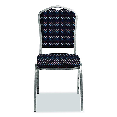 NPS 9300 Series Deluxe Upholstered Stack Chair, Fabric, Supports 500 lb, 19" Seat Ht, Diamond Navy Seat/Back, Silver Base, 2/Pack (9364SV2)