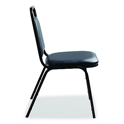 NPS 9100 Series Vinyl Upholstered Stack Chair, Supports 300 lbs, 18" Seat Height, Midnight Blue Seat/Back, Black Base, 4/Carton (9104B4)
