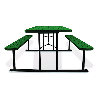 NPS Blow Molded Folding Picnic Table, Rectangular, 57w x 72d x 29.5h, Green Top, Black Base/Legs (BMPT3072BK06)