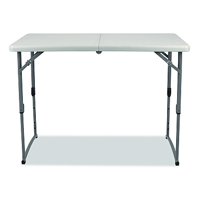 NPS Plastic Fold-in-Half Adjustable Height Table, Rectangular, 24w x 48d x 22h to 35h, Speckled Gray Top, Gray Base/Legs (BFHT2448A)