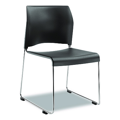 NPS 8800 Series Cafetorium Plastic Stack Chair, Supports Up to 500 lb, 18" Seat Height, Charcoal Seat/Back, Chrome Base, 4/Carton (882011204)