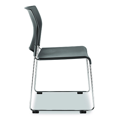NPS 8800 Series Cafetorium Plastic Stack Chair, Supports Up to 500 lb, 18" Seat Height, Charcoal Seat/Back, Chrome Base, 4/Carton (882011204)