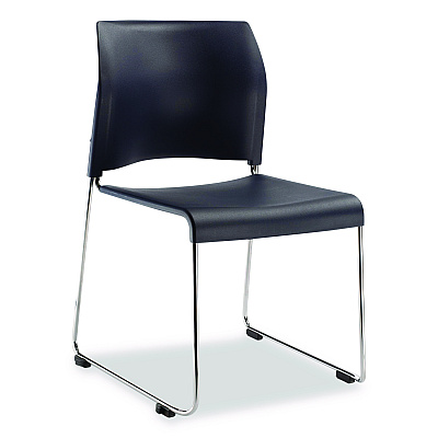 NPS 8800 Series Cafetorium Plastic Stack Chair, Supports Up to 500 lb, 18" Seat Height, Blue Seat/Back, Chrome Base, 4/Carton (880411044)