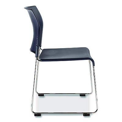 NPS 8800 Series Cafetorium Plastic Stack Chair, Supports Up to 500 lb, 18" Seat Height, Blue Seat/Back, Chrome Base, 4/Carton (880411044)