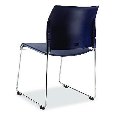 NPS 8800 Series Cafetorium Plastic Stack Chair, Supports Up to 500 lb, 18" Seat Height, Blue Seat/Back, Chrome Base, 4/Carton (880411044)