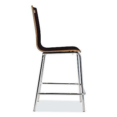 NPS Bushwick Series Bentwood Stool, Counter Height, Supports Up to 500 lb, 24" Seat Height, Espresso Seat/Back, Chrome Base, 4/CT (BCM214)