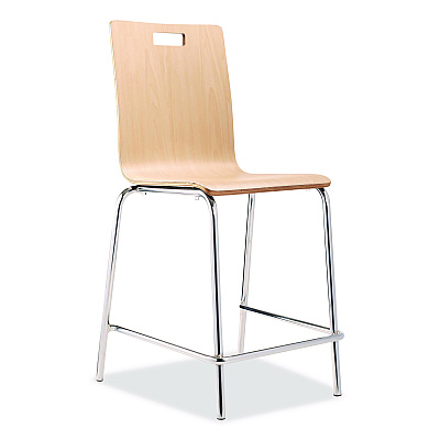 NPS Bushwick Series Bentwood Stool, Counter Height, Supports Up to 500 lb, 24" Seat Height, Natural Seat/Back, Chrome Base, 4/CT (BCM224)