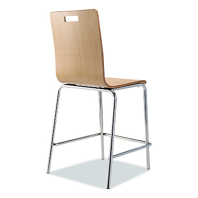 NPS Bushwick Series Bentwood Stool, Counter Height, Supports Up to 500 lb, 24" Seat Height, Natural Seat/Back, Chrome Base, 4/CT (BCM224)