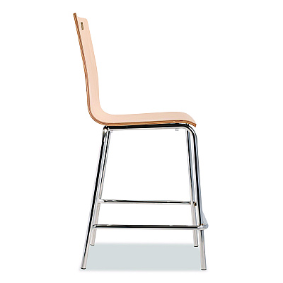 NPS Bushwick Series Bentwood Stool, Counter Height, Supports Up to 500 lb, 24" Seat Height, Natural Seat/Back, Chrome Base, 4/CT (BCM224)
