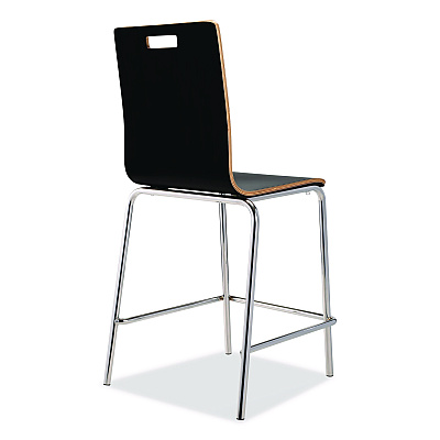 NPS Bushwick Series Bentwood Stool, Counter Height, Supports Up to 500 lb, 24" Seat Height, Black Seat/Back, Chrome Base, 4/CT (BCM234)