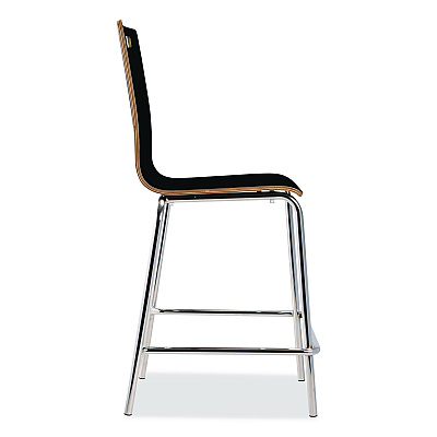NPS Bushwick Series Bentwood Stool, Counter Height, Supports Up to 500 lb, 24" Seat Height, Black Seat/Back, Chrome Base, 4/CT (BCM234)