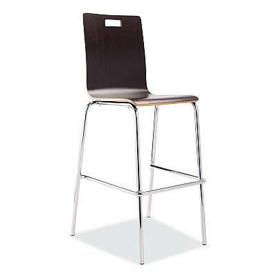 NPS Bushwick Series Bentwood Stool, Supports Up to 500 lb, 30" Seat Height, Espresso Seat, Espresso Back, Chrome Base, 4/Carton (BCS214)