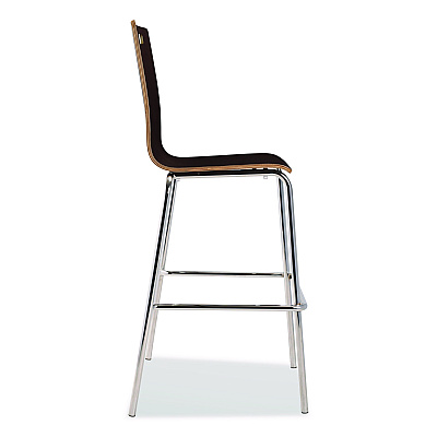 NPS Bushwick Series Bentwood Stool, Supports Up to 500 lb, 30" Seat Height, Espresso Seat, Espresso Back, Chrome Base, 4/Carton (BCS214)