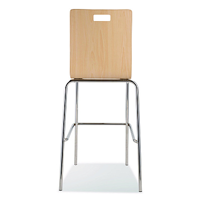 NPS Bushwick Series Bentwood Stool, Supports Up to 500 lb, 30" Seat Height, Natural Seat, Natural Back, Chrome Base, 4/Carton (BCS224)