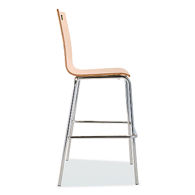 NPS Bushwick Series Bentwood Stool, Supports Up to 500 lb, 30" Seat Height, Natural Seat, Natural Back, Chrome Base, 4/Carton (BCS224)