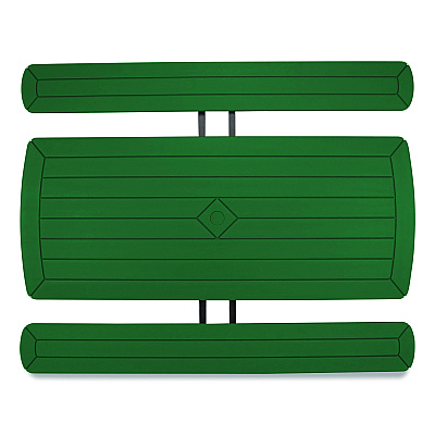 NPS Blow Molded Folding Picnic Table, Rectangular, 57w x 72d x 29.5h, Green Top, Black Base/Legs (BMPT3072BK06)