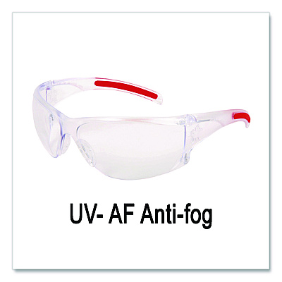 MCR Safety Hulk HK1 Series Safety Glasses, Anti-Fog, Clear/Red Plastic Frame, Clear Plastic Lens (HK110AF)