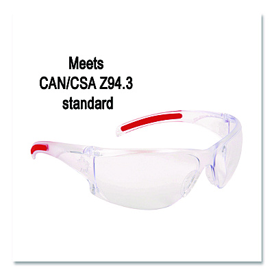 MCR Safety Hulk HK1 Series Safety Glasses, Anti-Fog, Clear/Red Plastic Frame, Clear Plastic Lens (HK110AF)