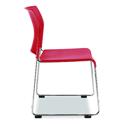 NPS 8800 Series Cafetorium Plastic Stack Chair, Supports Up to 500 lb, 18" Seat Height, Red Seat, Red Back, Chrome Base, 4/Carton (881711174)