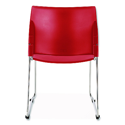NPS 8800 Series Cafetorium Plastic Stack Chair, Supports Up to 500 lb, 18" Seat Height, Red Seat, Red Back, Chrome Base, 4/Carton (881711174)