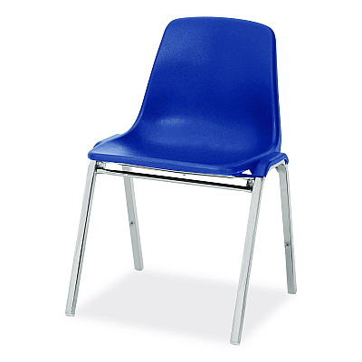 NPS 8100 Series Poly Shell Stacking Chair, Supports Up to 500 lb, 18" Seat Height, Blue Seat, Blue Back, Chrome Base, 4/Carton (81254)