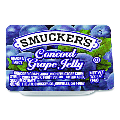 Smucker's Jelly/Jam Plastic Portion Control Cups, Grape, 0.5 oz Cup, 200/Carton (00764)