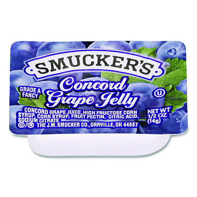 Smucker's Jelly/Jam Plastic Portion Control Cups, Grape, 0.5 oz Cup, 200/Carton (00764)